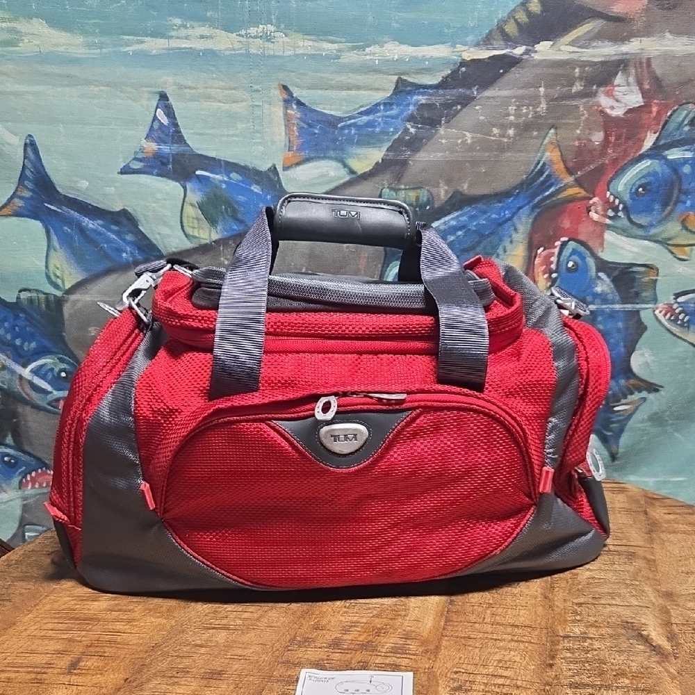 Tumi Red and Gray Men's Duffel Bag